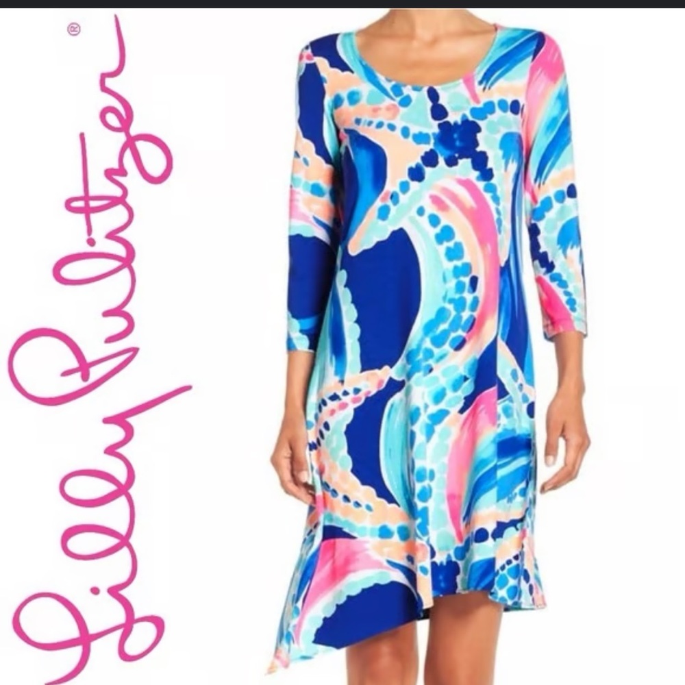 Lilly Pulitzer ARIANA Ocean Jewel Asymmetrical Dress